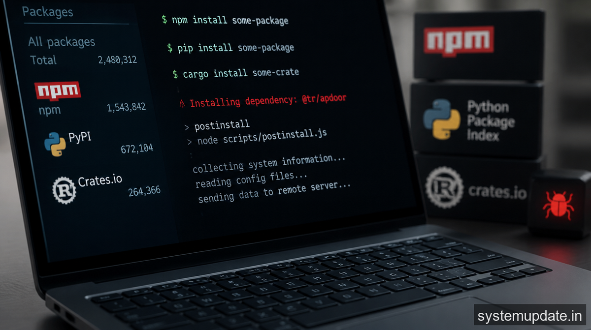 TrapDoor Supply Chain Attack Spreads Credential-Stealing Malware via npm, PyPI, and CratesIO 1 TrapDoor Supply Chain Attack Spreads Credential-Stealing Malware via npm, PyPI, and CratesIO
