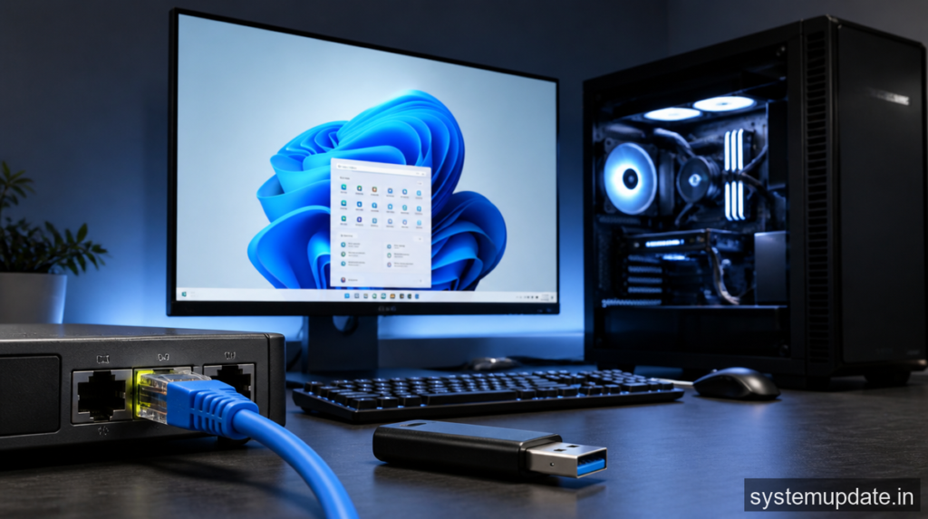 How to Install Windows 11 on Desktop Using Ethernet Cable and USB Drive