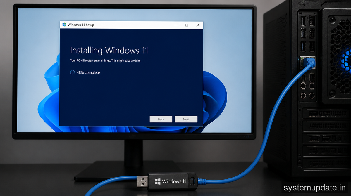 How to Install Windows 11 on Desktop Using Ethernet Cable and USB Drive